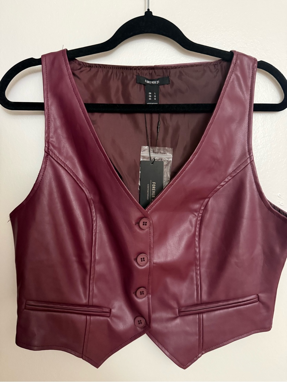 Forever 21 Faux Leather Vest in Wine